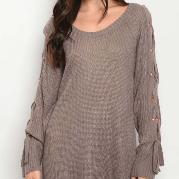 GIRLY & FLIRTY MOCHA SWEATER DRESS - Picture 2 of 8
